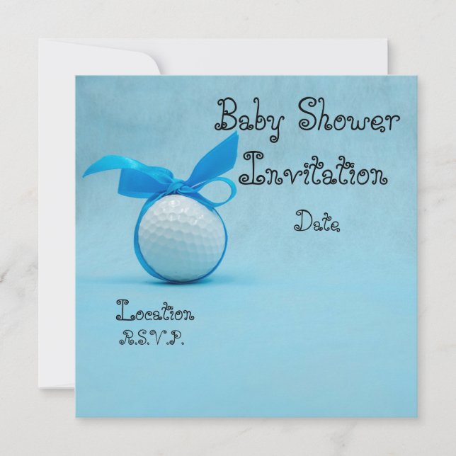 Baby Shower de golf con cinta azul sobre azul (Anverso)