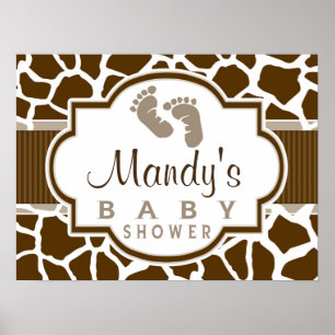 Baby Shower de impresión de animal marrón y blanco