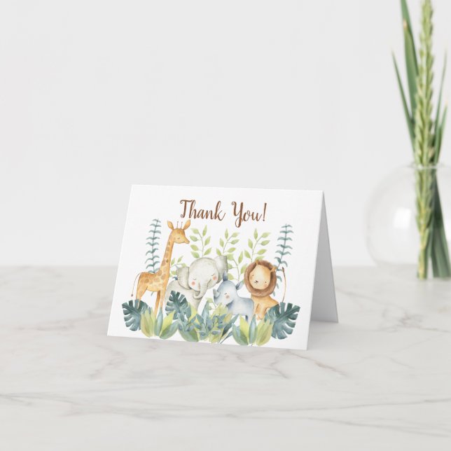 Baby Shower de Jungle Animals Nota de agradecimien (Anverso)