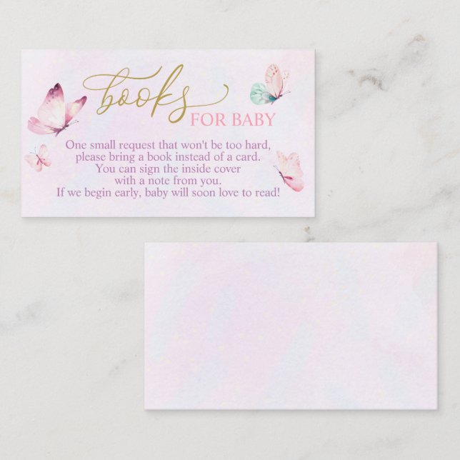 Baby Shower de mariposa trae una tarjeta de libro (Anverso / Reverso)