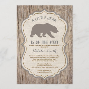 Baby Shower de oso rústico por invitación por corr