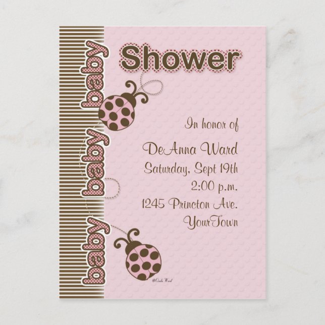 Baby Shower de postales de fallos en rosa (Anverso)