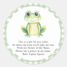 Baby Shower de rana - Etiqueta de velas de oración
