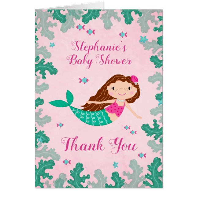 Baby Shower De Sirena Rosa Bajo El Mar (Frente)