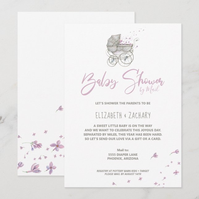 Baby Shower de transporte de bebés por invitación  (Anverso / Reverso)