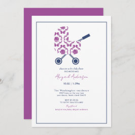 Baby Shower del programa Magenta and Navy Damask