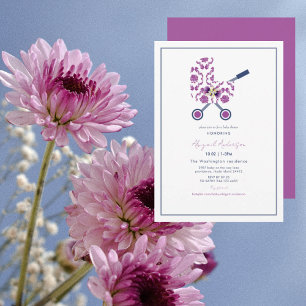 Baby Shower del programa Magenta and Navy Damask