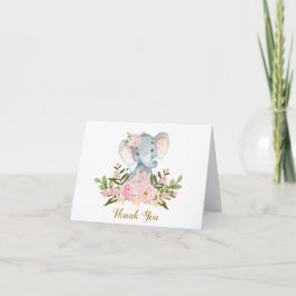 Baby Shower Elephant Floral Rosa Nota