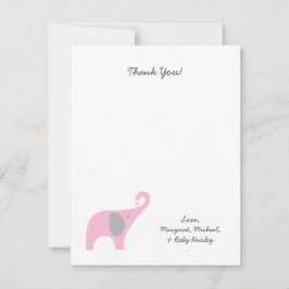 Baby Shower Elephant Rosa Notas de agradecimiento 