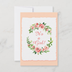 Baby Shower Es una tarjeta plana de invitación ros