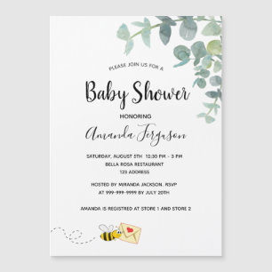 Baby Shower eucalipto verde adorable abeja