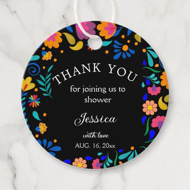 Baby Shower Fiesta Etiqueta De Regalo Redondo De F (Anverso)