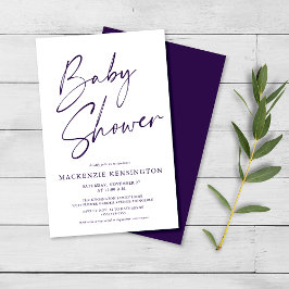 Baby Shower FLYER con guión real morado de presupu