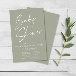 Baby Shower FLYER con guión verde de oliva de pres