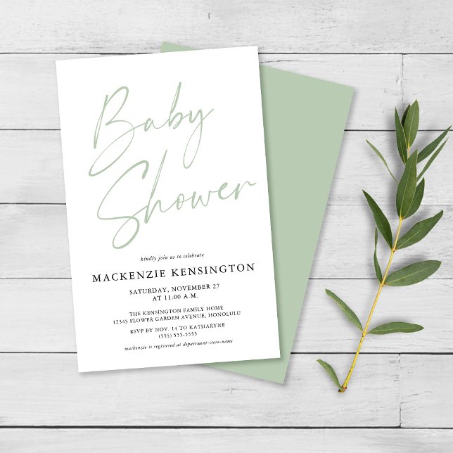 Baby Shower FLYER con guión verde para pastel de p (Subido por el creador)