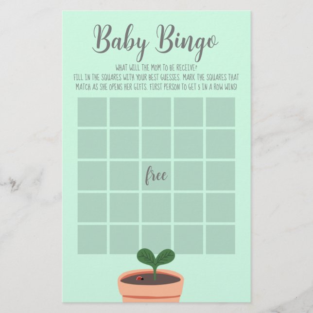 Baby Shower Game Baby Bingo Flyer (Frente)