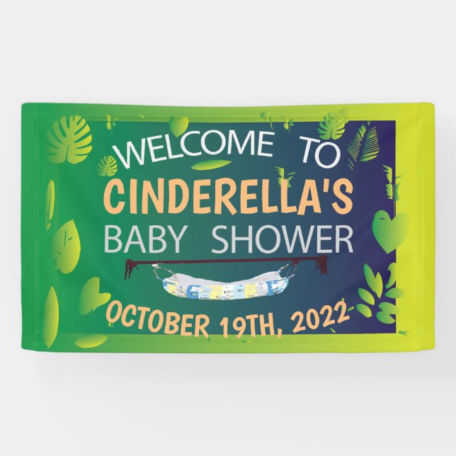 Baby Shower Greenery deja una pancarta de bienveni (Horizontal)