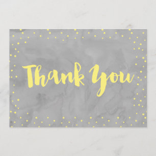 Baby Shower gris y amarillo Tarjeta de agradecim