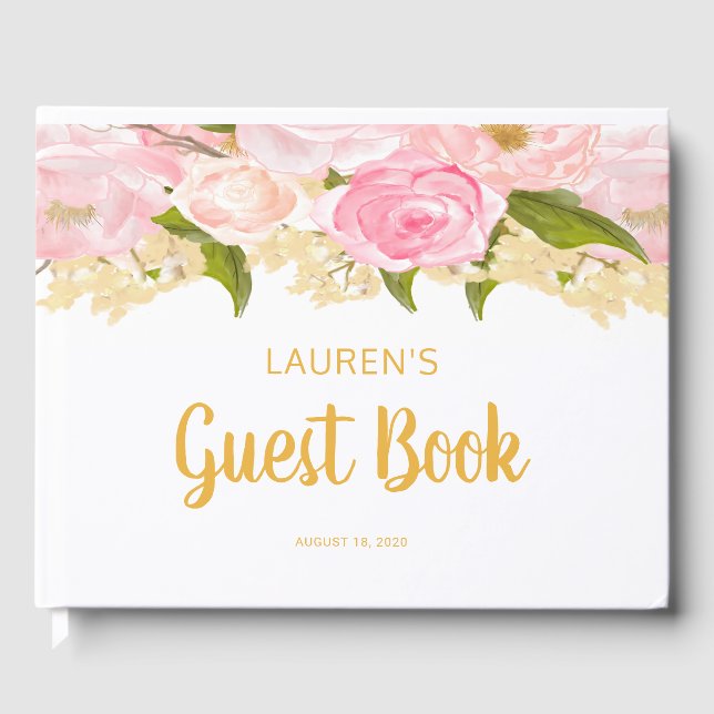 Baby Shower Guest Books, Pink And Gold, Libro De I (Anverso)