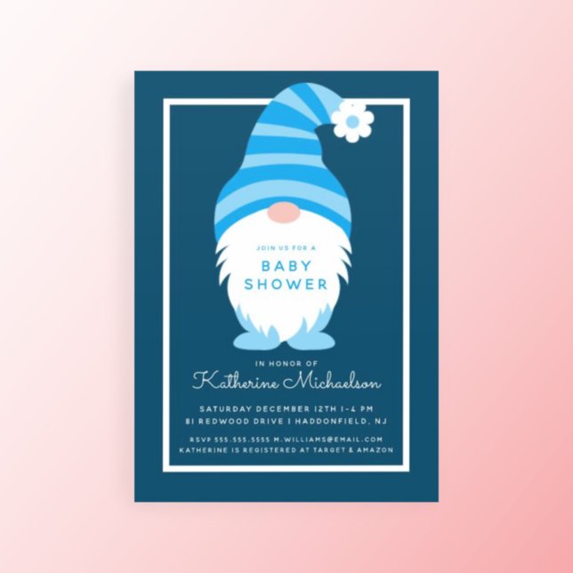 BABY SHOWER | Invitación a Gnome de banda azul (Subido por el creador)