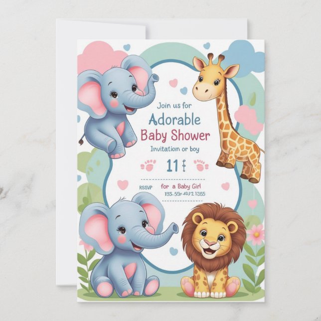 Baby Shower - Invitación animal a un Personalizado (Anverso)