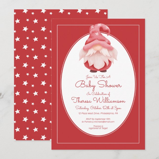 BABY SHOWER | Invitación Baby Shower de Estrella R (Anverso / Reverso)