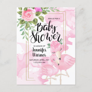 Baby Shower   Invitación de color de agua rosada F