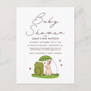 BABY SHOWER   Invitación de rana y conejito