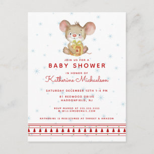 BABY SHOWER   Invitación de Ratón de Navidad Feliz