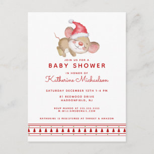 BABY SHOWER   Invitación del ratón de Feliz Navida
