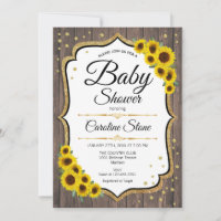 Baby Shower - Invitación Rústica Sunflowers