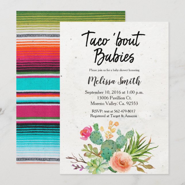 Baby Shower Invitación taco sobre bebés (Anverso / Reverso)