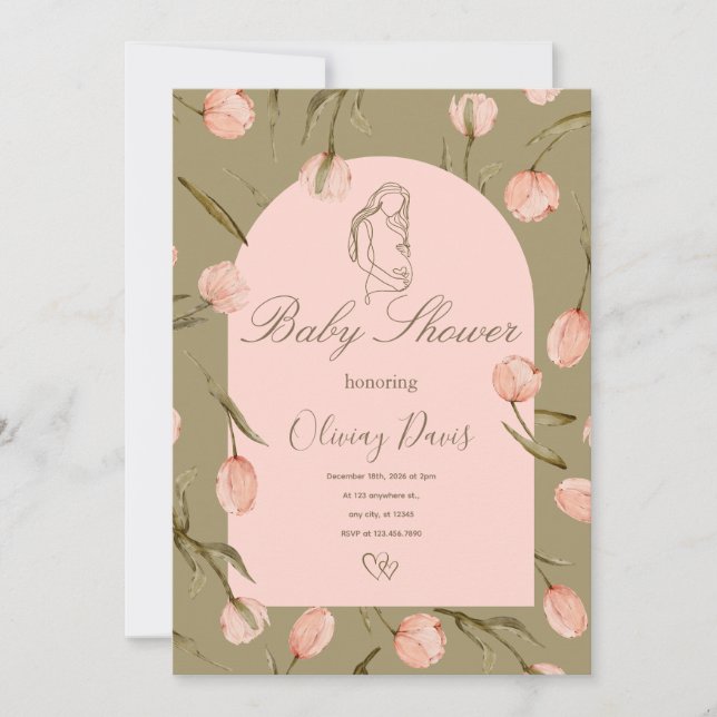 Baby Shower Invitation in Calming Nature Colors  (Anverso)