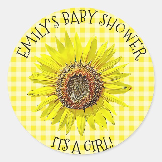 Baby Shower ITS A CHICA Pegatinas De Girasol (Anverso)