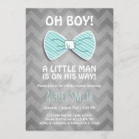 Baby Shower Little Man Invitación Bow Tie Blue