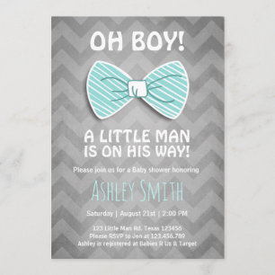 Baby Shower Little Man Invitación Bow Tie Blue