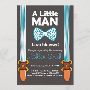 Baby Shower Little Man Invitación Bow Tie Blue