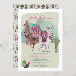 Baby Shower   Llamas y cactus   Invitaciones