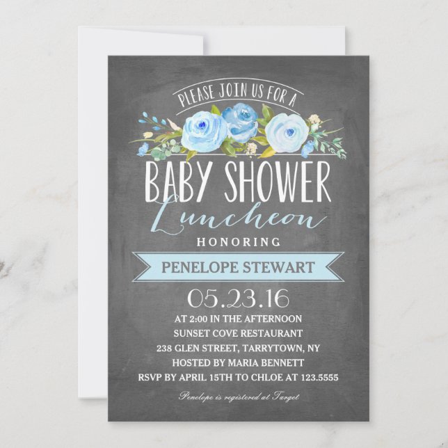 Baby Shower Luncheon Blue | Invitación de Baby Sho (Anverso)