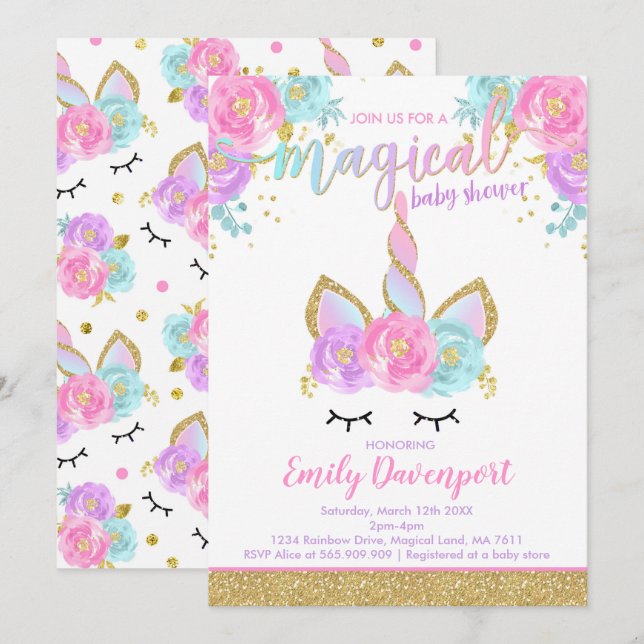 Baby Shower mágico de la invitación a Baby Shower  (Anverso / Reverso)