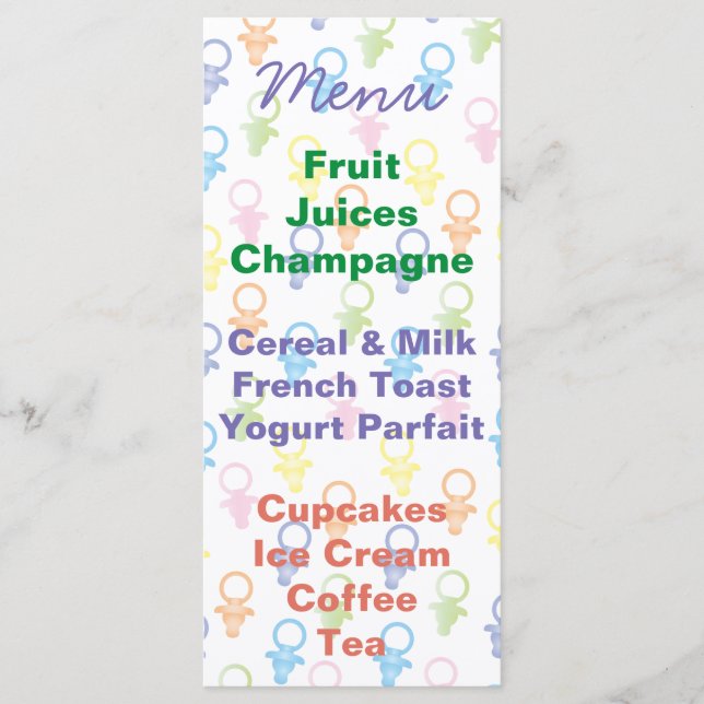 Baby Shower Menu ÐBunny (Anverso)