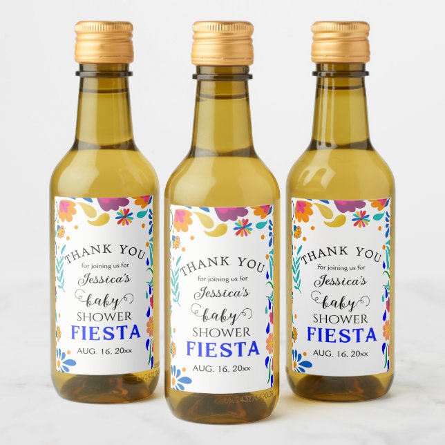Baby Shower Mexicano Fiesta Mini Etiqueta De Vino  (Botellas)