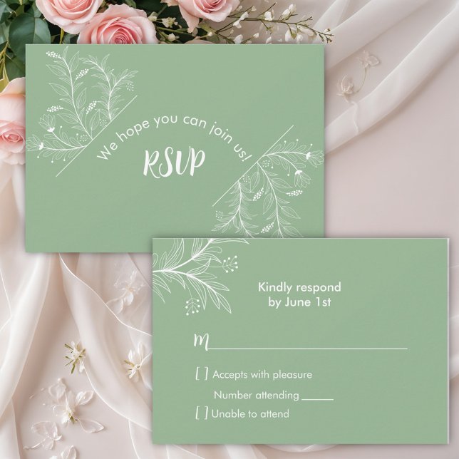 Baby Shower Mint Green Floral RSVP (Subido por el creador)