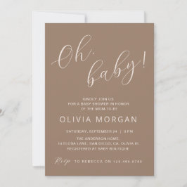 Baby Shower Modern Brown Tan Elegante Invitación