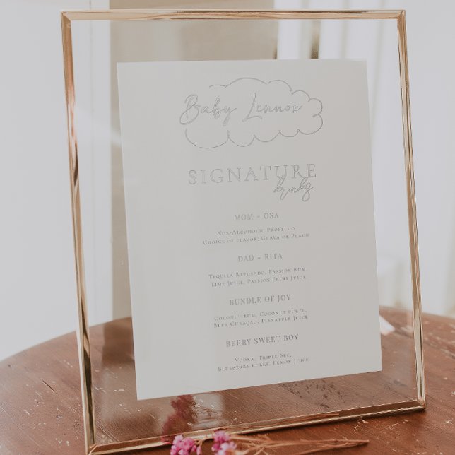 Baby Shower moderno | Poster de bebidas con firma (Subido por el creador)