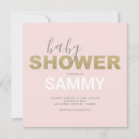 Baby Shower moderno rosa y falso oro