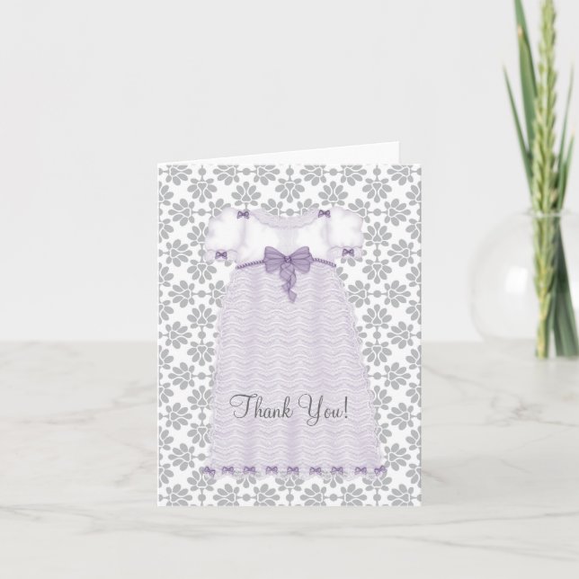 Baby Shower morado y gris gracias tarjetas (Anverso)