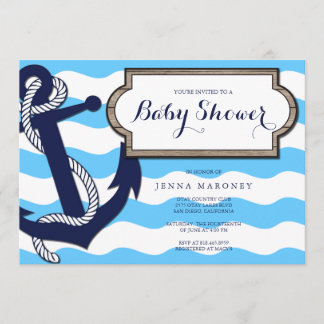Baby Shower náutico con invitación de anclaje