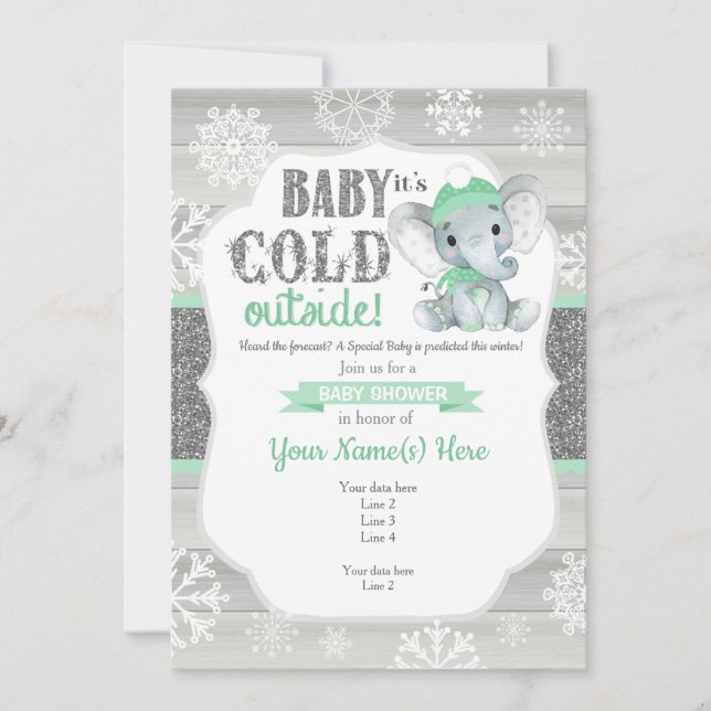 Baby Shower neutro para la invitación al invierno  (Anverso)