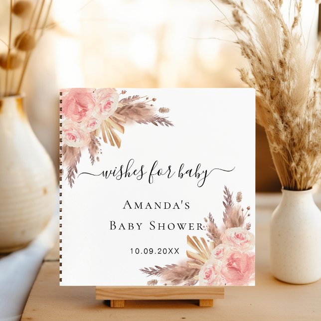 Baby Shower pampas rosa desea un libro de visitas (Subido por el creador)